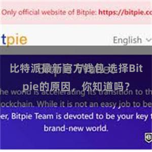 比特派最新官方钱包 选择Bitpie的原因，你知道吗？