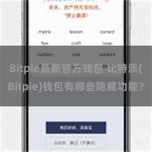 Bitpie最新官方钱包 比特派(Bitpie)钱包有哪些隐藏功能？